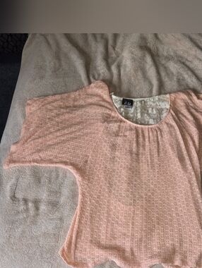 Dots Peach Lace-Back Knit Top